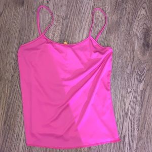 bright pink tank top